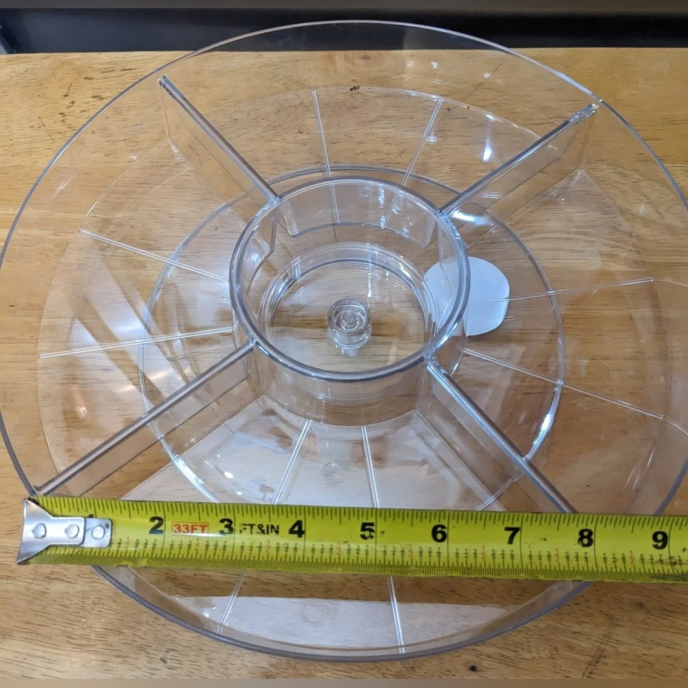 New Lazy Susan Snack And Dip Tray, Clear Rotating Storage Organizer, T12MIS